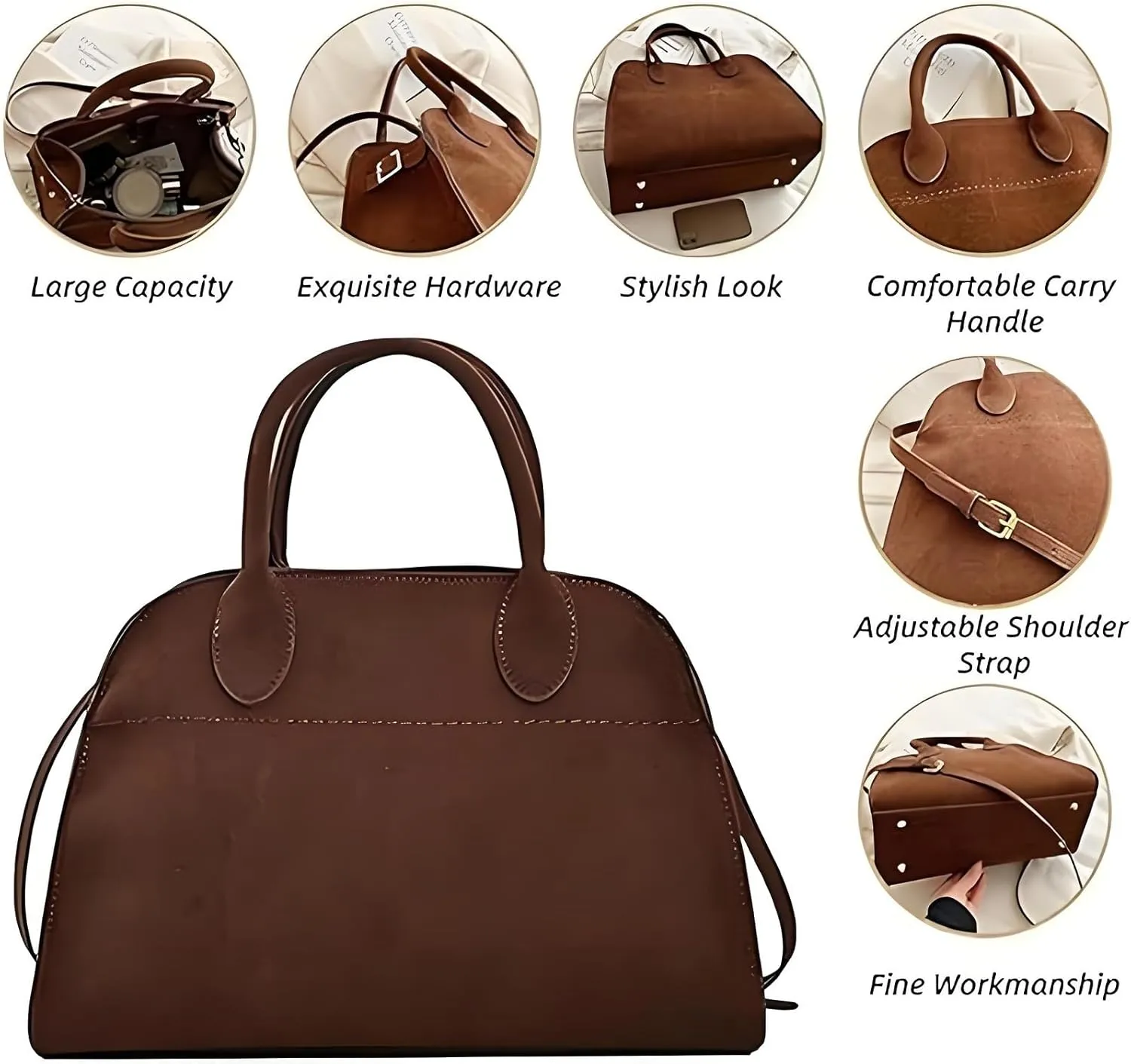 Modavo Bag, Modavo Suede Tote Bag, Faux Leather Tote Bag for Women, Vintage Shoulder Satchel Bag