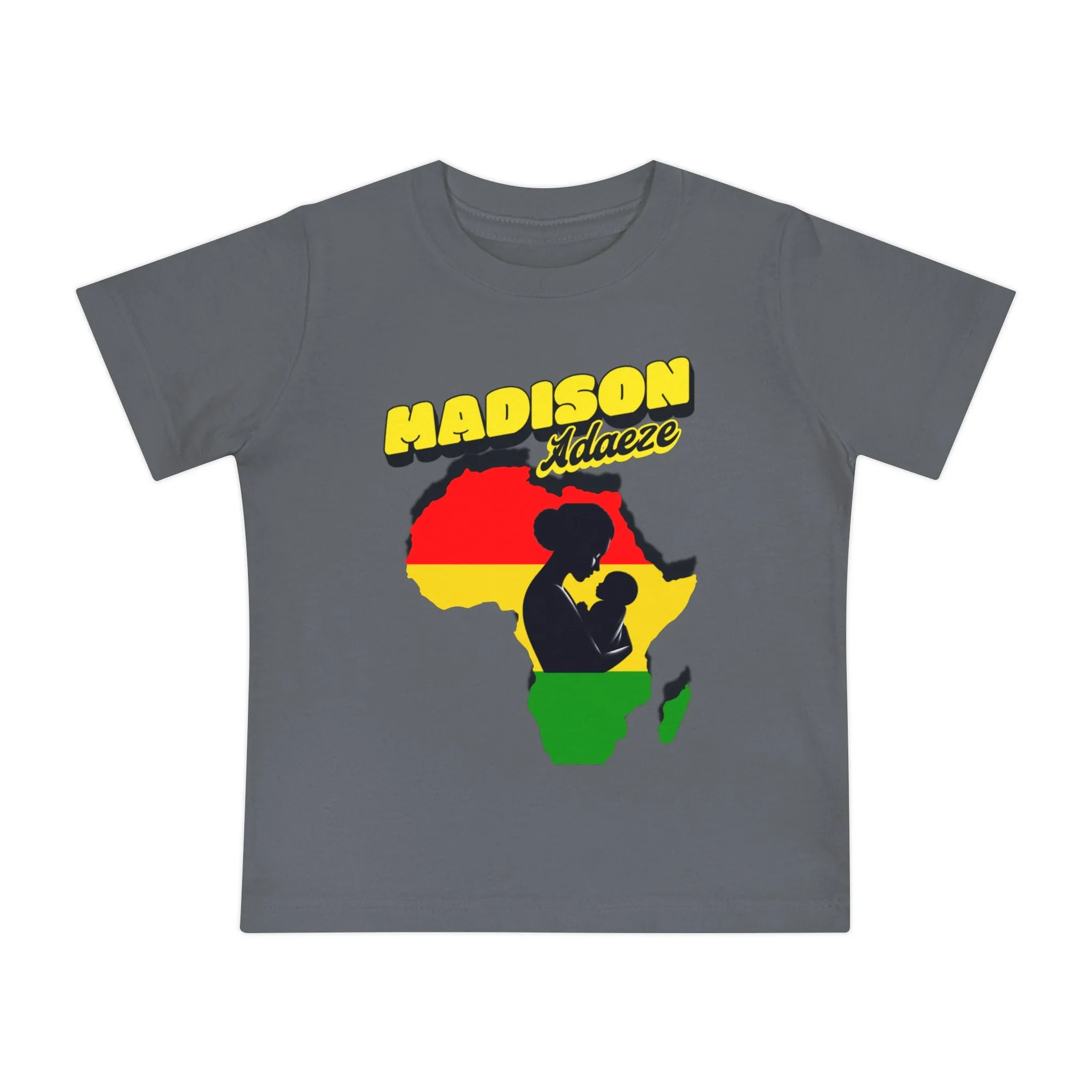 Mother Africa's Embrace Baby Short Sleeve T-Shirt, Design with Africa Silhouette, Personalized Baby T-Shirts, Juneteenth T-Shirt for Toddler,