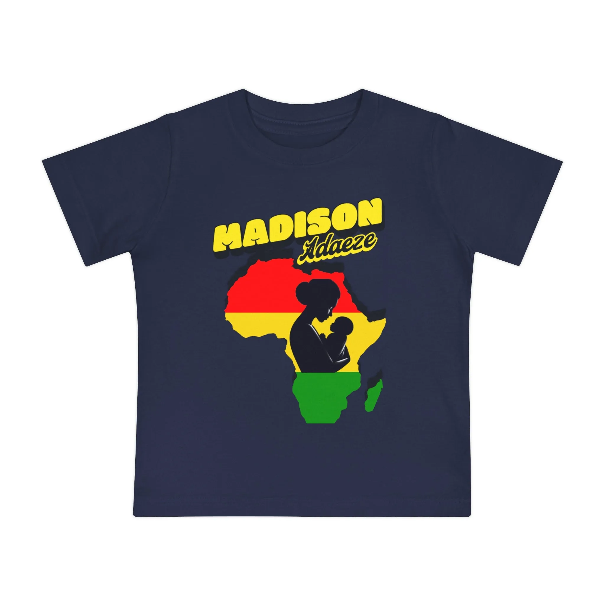 Mother Africa's Embrace Baby Short Sleeve T-Shirt, Design with Africa Silhouette, Personalized Baby T-Shirts, Juneteenth T-Shirt for Toddler,