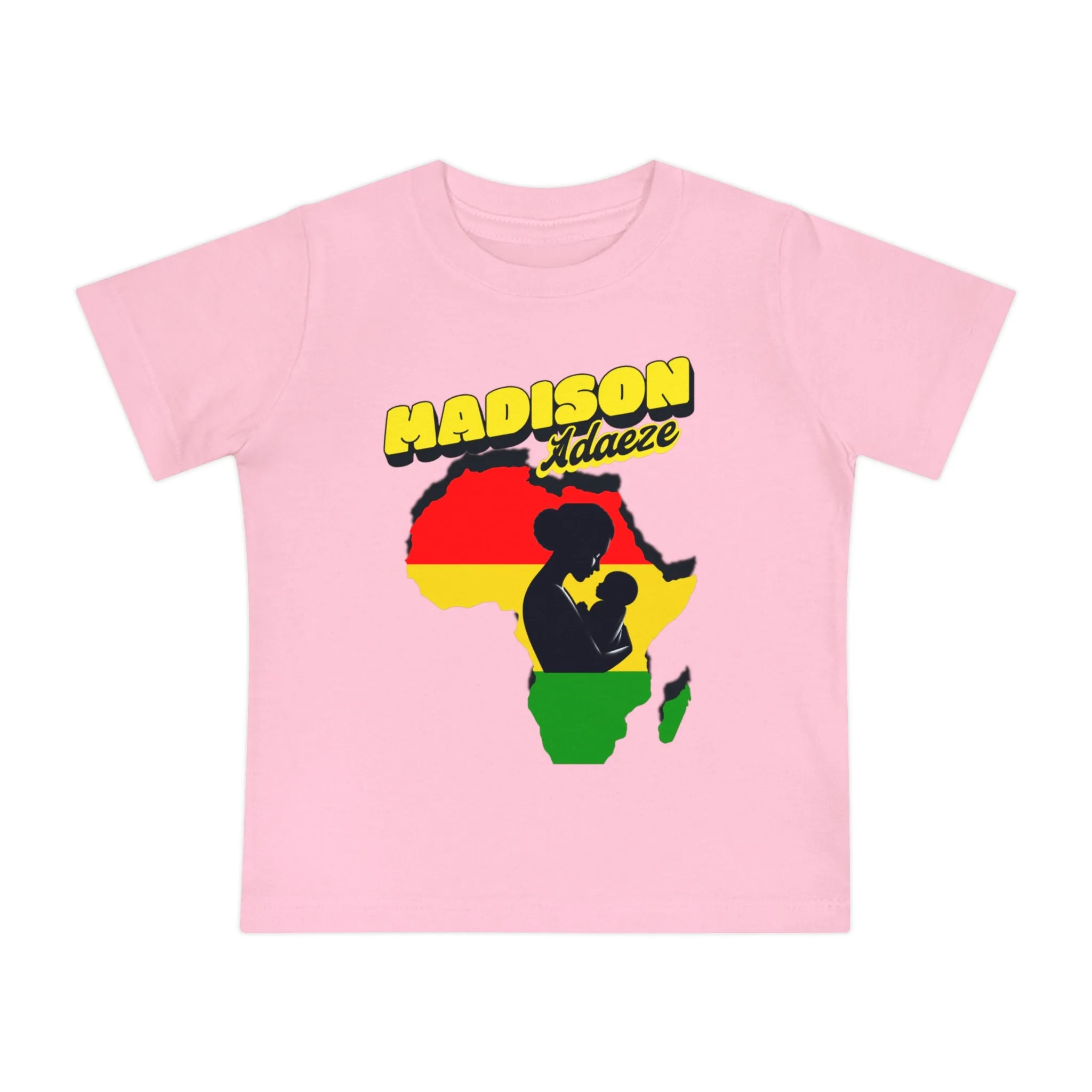 Mother Africa's Embrace Baby Short Sleeve T-Shirt, Design with Africa Silhouette, Personalized Baby T-Shirts, Juneteenth T-Shirt for Toddler,
