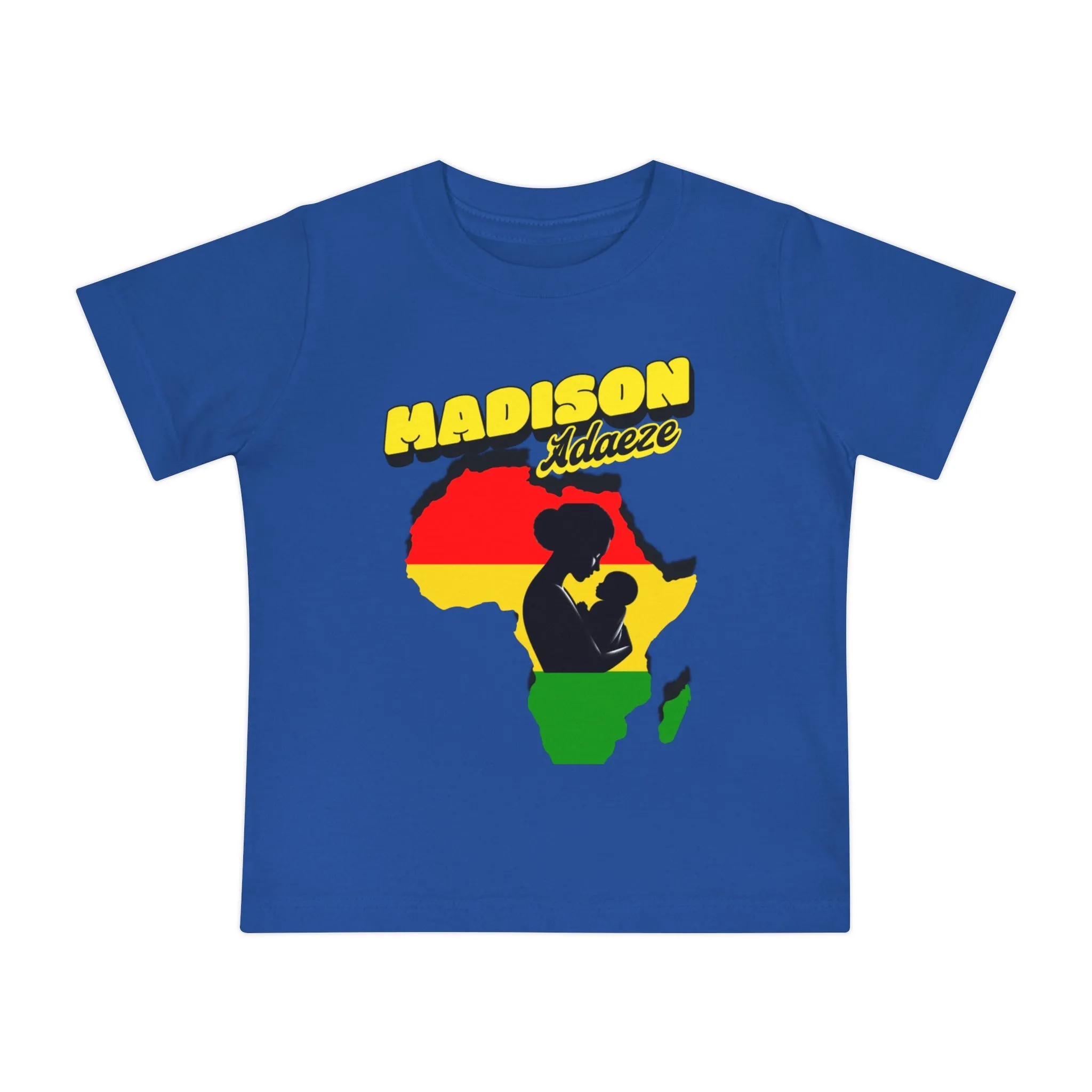 Mother Africa's Embrace Baby Short Sleeve T-Shirt, Design with Africa Silhouette, Personalized Baby T-Shirts, Juneteenth T-Shirt for Toddler,