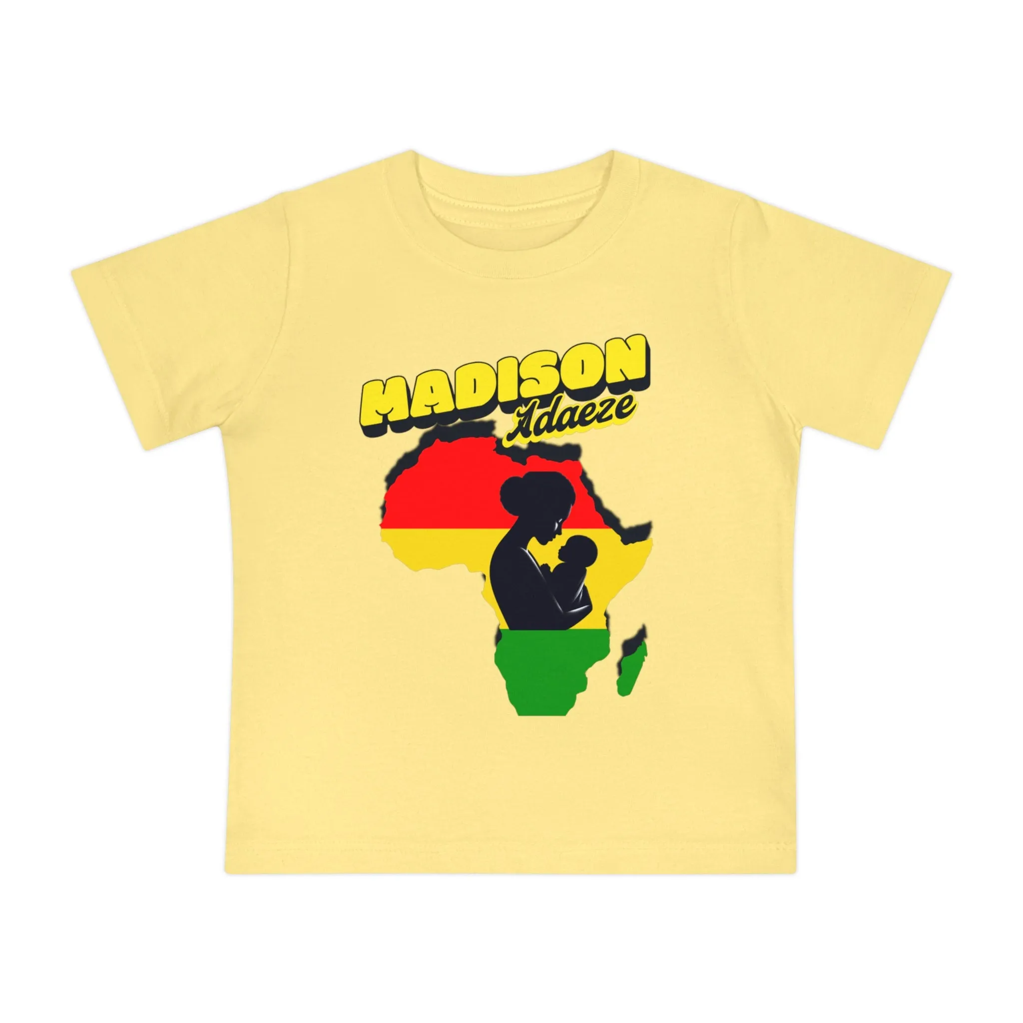 Mother Africa's Embrace Baby Short Sleeve T-Shirt, Design with Africa Silhouette, Personalized Baby T-Shirts, Juneteenth T-Shirt for Toddler,