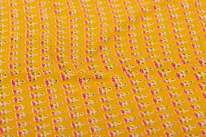 Mustard Floral Print Cotton Fabric