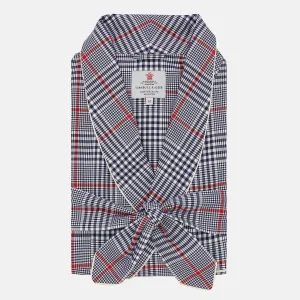 Navy and Red Archive Check Cotton Dressing Gown