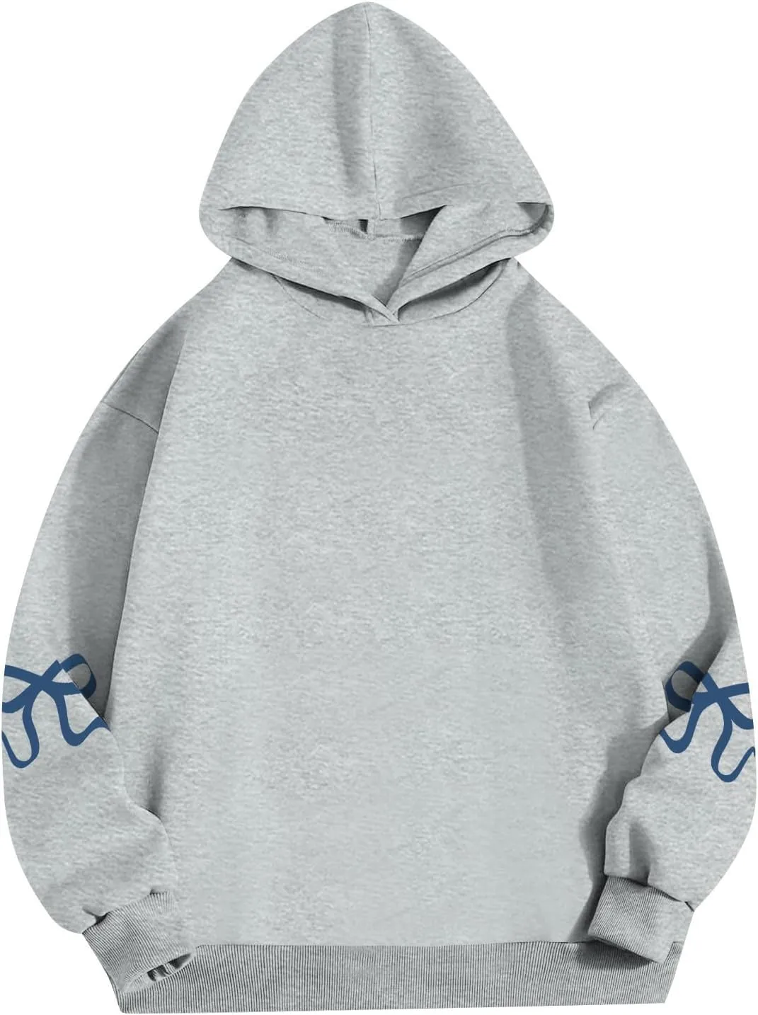 NBXNZWF Womens Bow Graphic Hoodies Oversized Long Sleeve Hooded Sweatshirts Drop Shoulder Cute Y2k Teen Girls Pullover Top