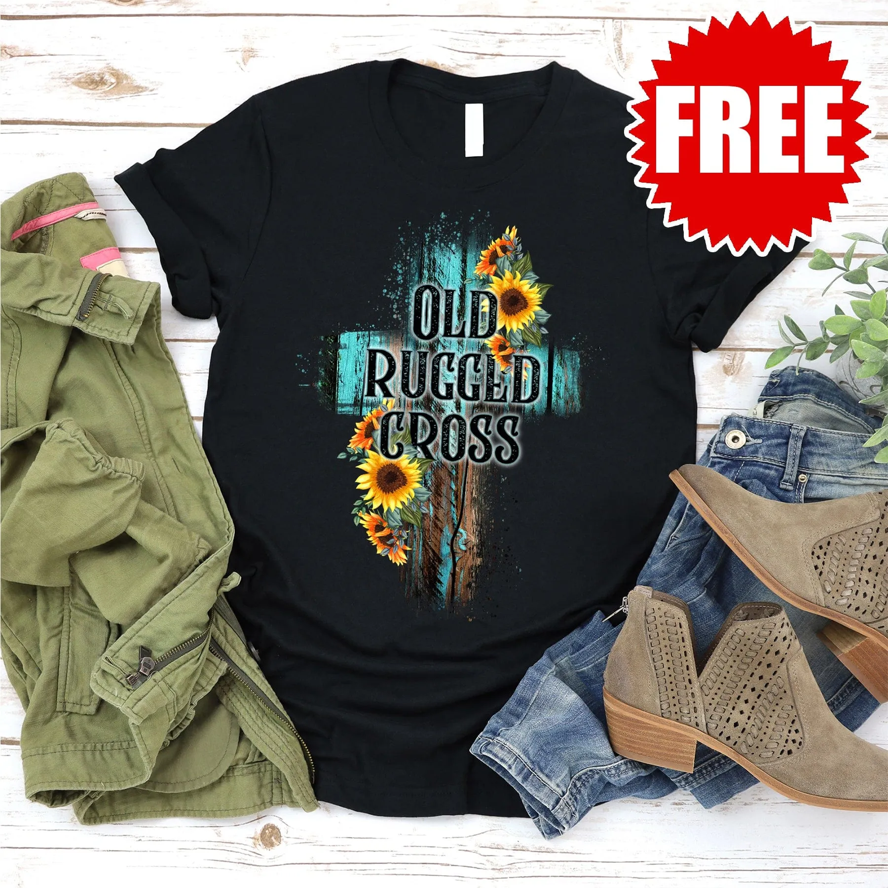 Old Rugged Cross Tee - Black - F