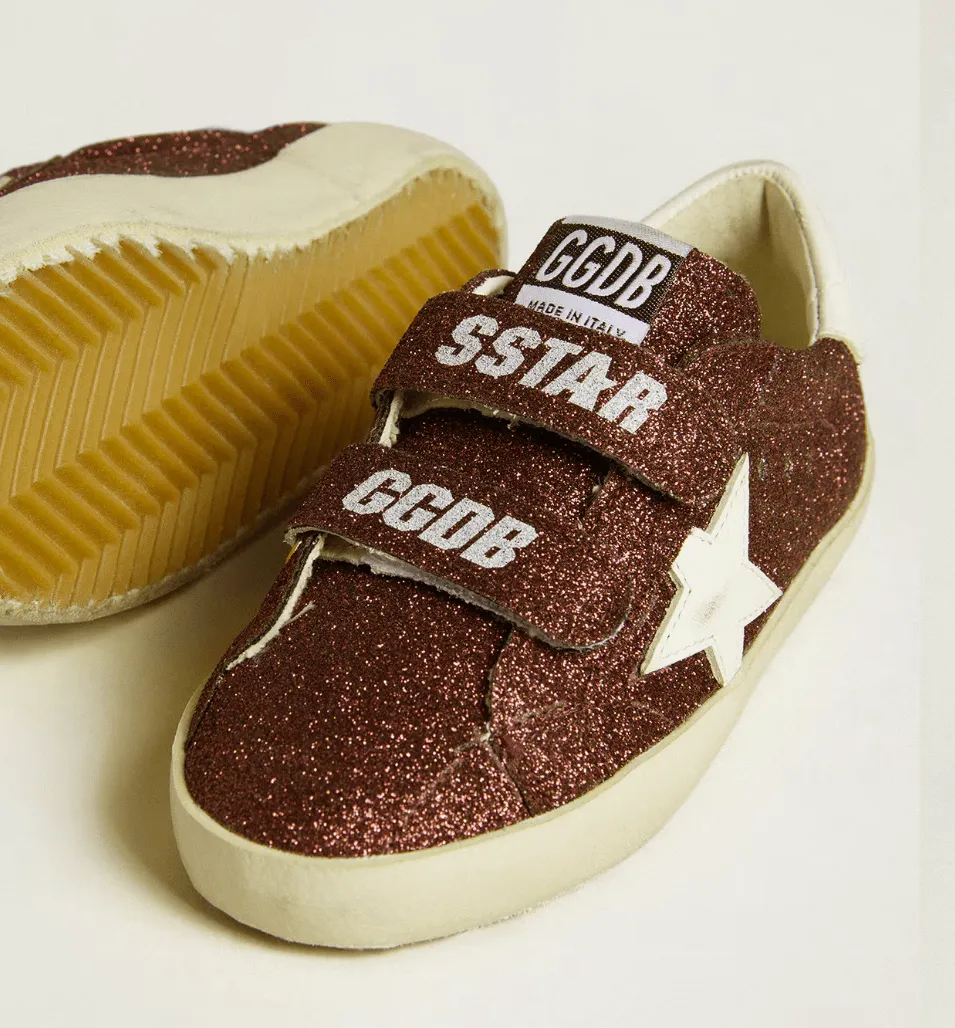 Old School Glitter - Bordeaux/White
