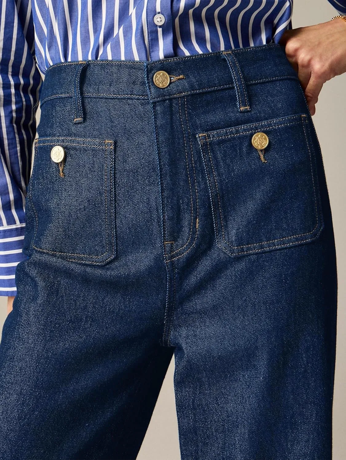 Oprah's Favorite Jeans Baggy Jeans High Waisted Wide Leg Straight Stretchy Denim Pants with Patch Pockets