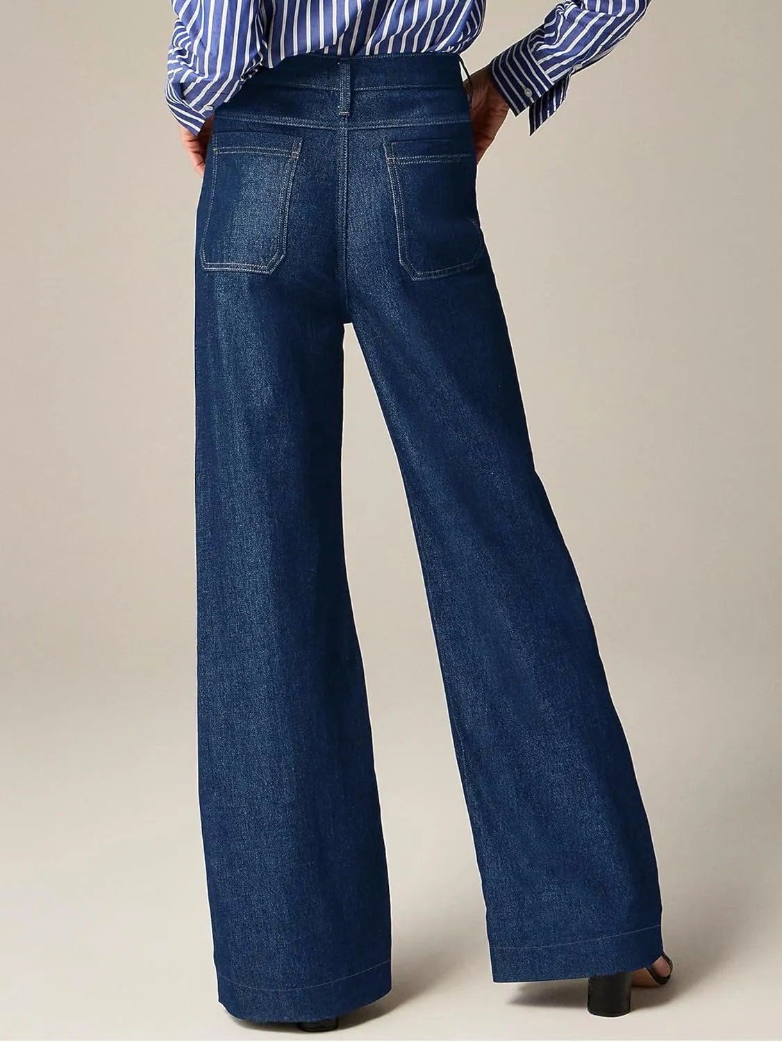 Oprah's Favorite Jeans Baggy Jeans High Waisted Wide Leg Straight Stretchy Denim Pants with Patch Pockets