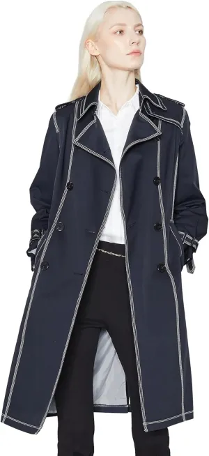 Orolay Women's Mid-Length Trench Coat Double-Breasted Classic Lapel Windbreaker Water-Resistant Belted Overcoat