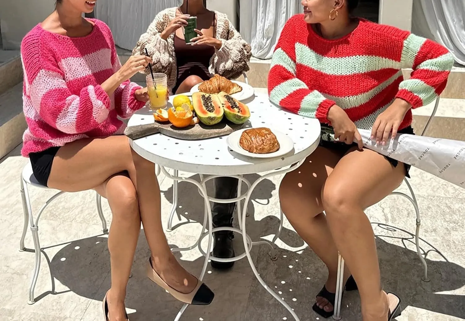 Oversized Sweaters for Women Color Block Striped Sweaters Y2K Crewneck Long Sleeve Knit Sweater