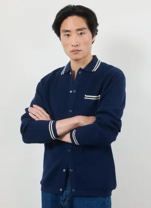 Pablo Cotton Knitted Shirt | Long Sleeve | Navy