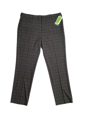 Perry Ellis Mens Modern fit Casual Pants 38 / 32 Charcoal Grey Plaid Stretch