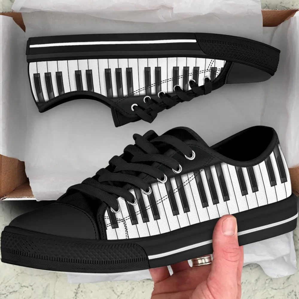Piano Shortcut Low Top Music Fashion Shoes, Canvas Shoes Design, Low Top Sneaker