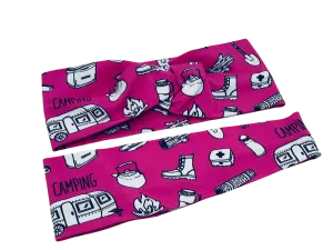 Pink Camping Headband-Twist or Sport | Sweet Stitch Novelties