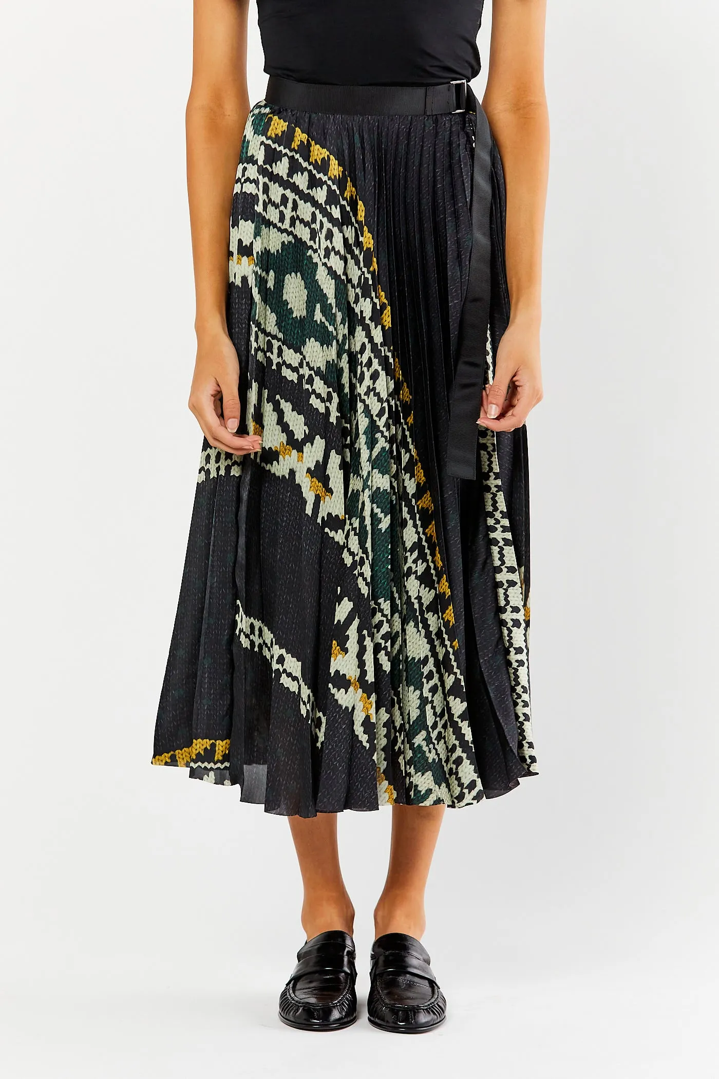Pleated Printed Skirt