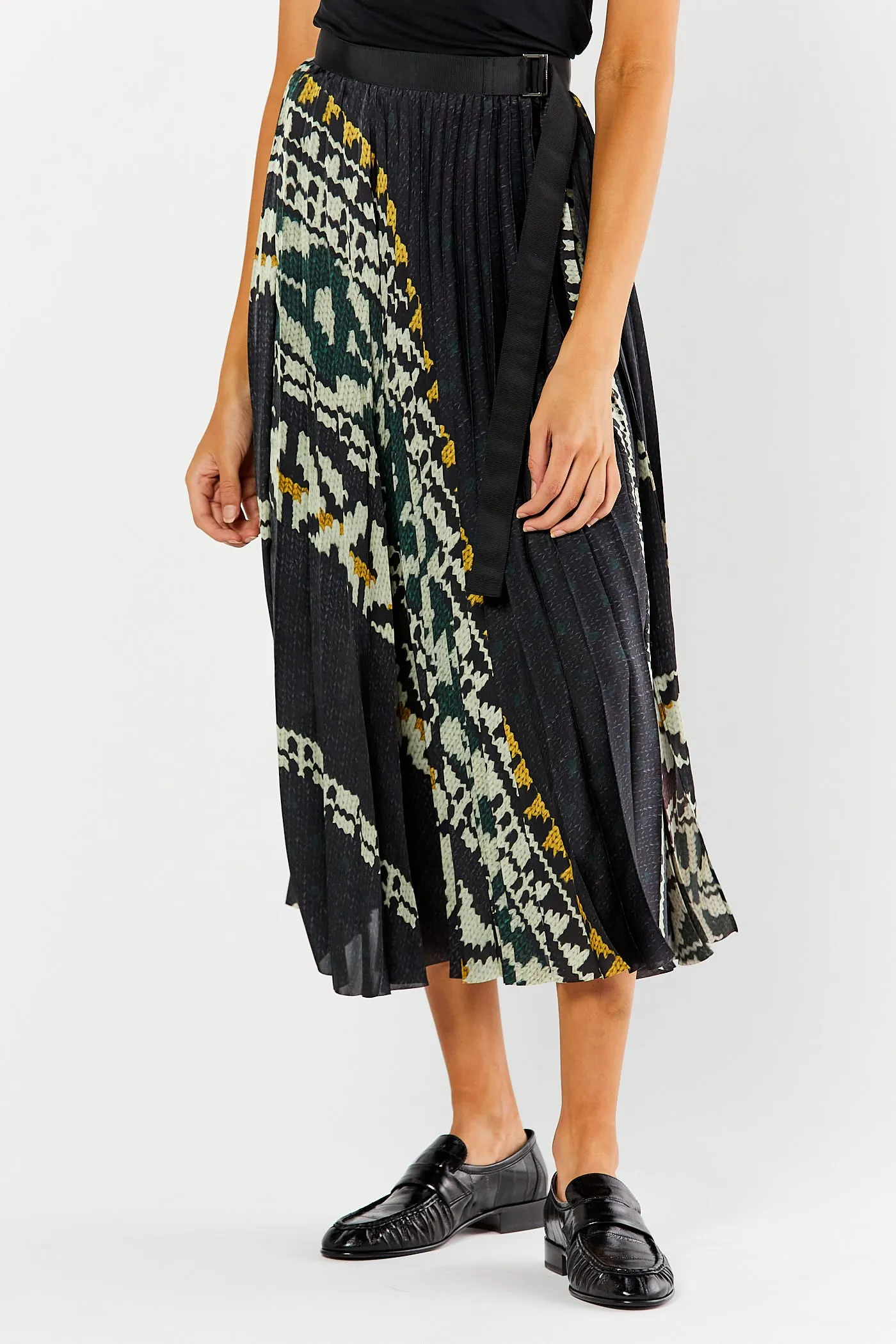 Pleated Printed Skirt