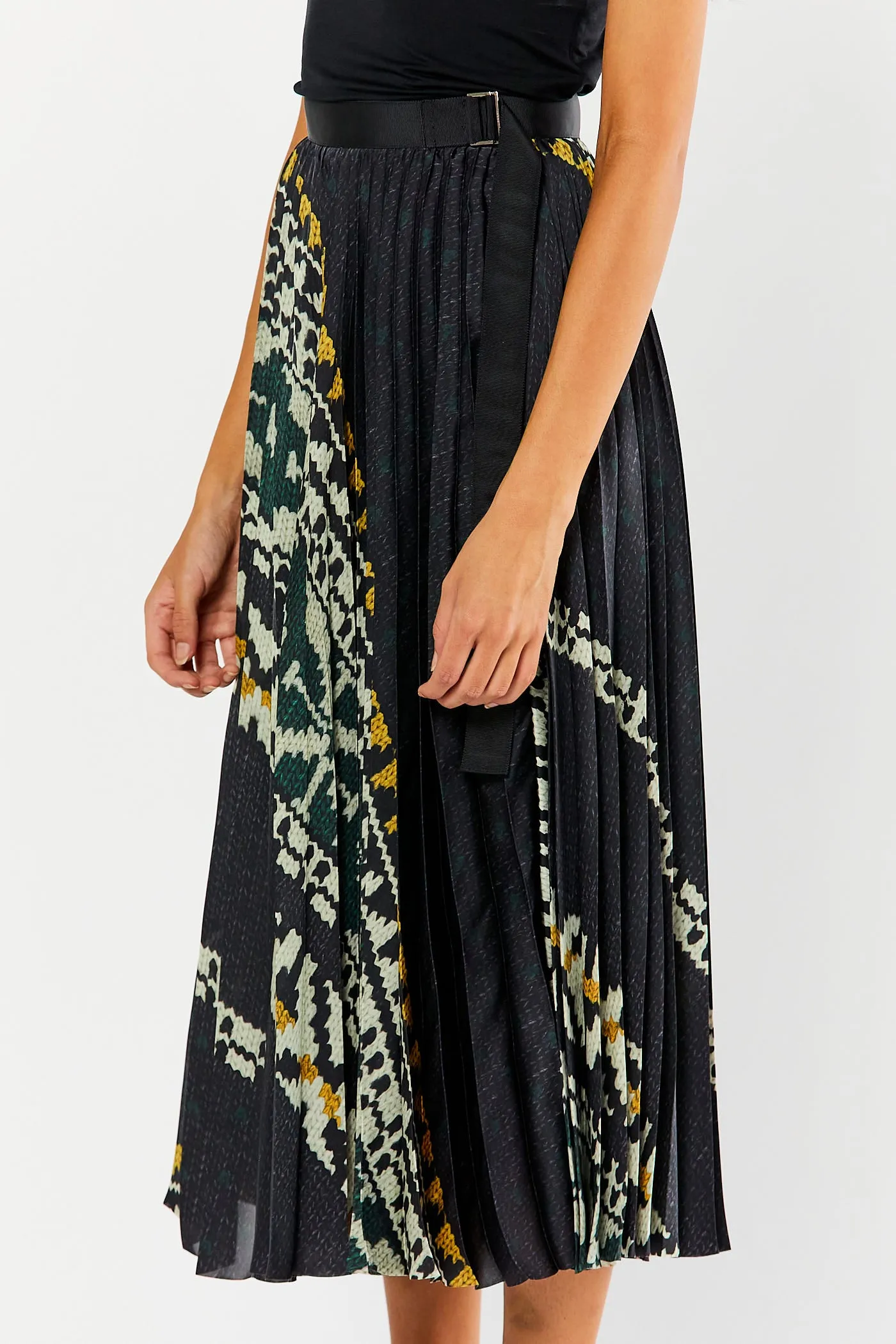 Pleated Printed Skirt