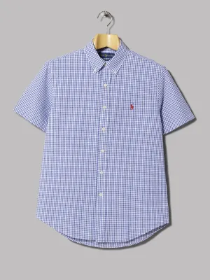 Polo Ralph Lauren Short Sleeved Seersucker Shirt (Navy / White)