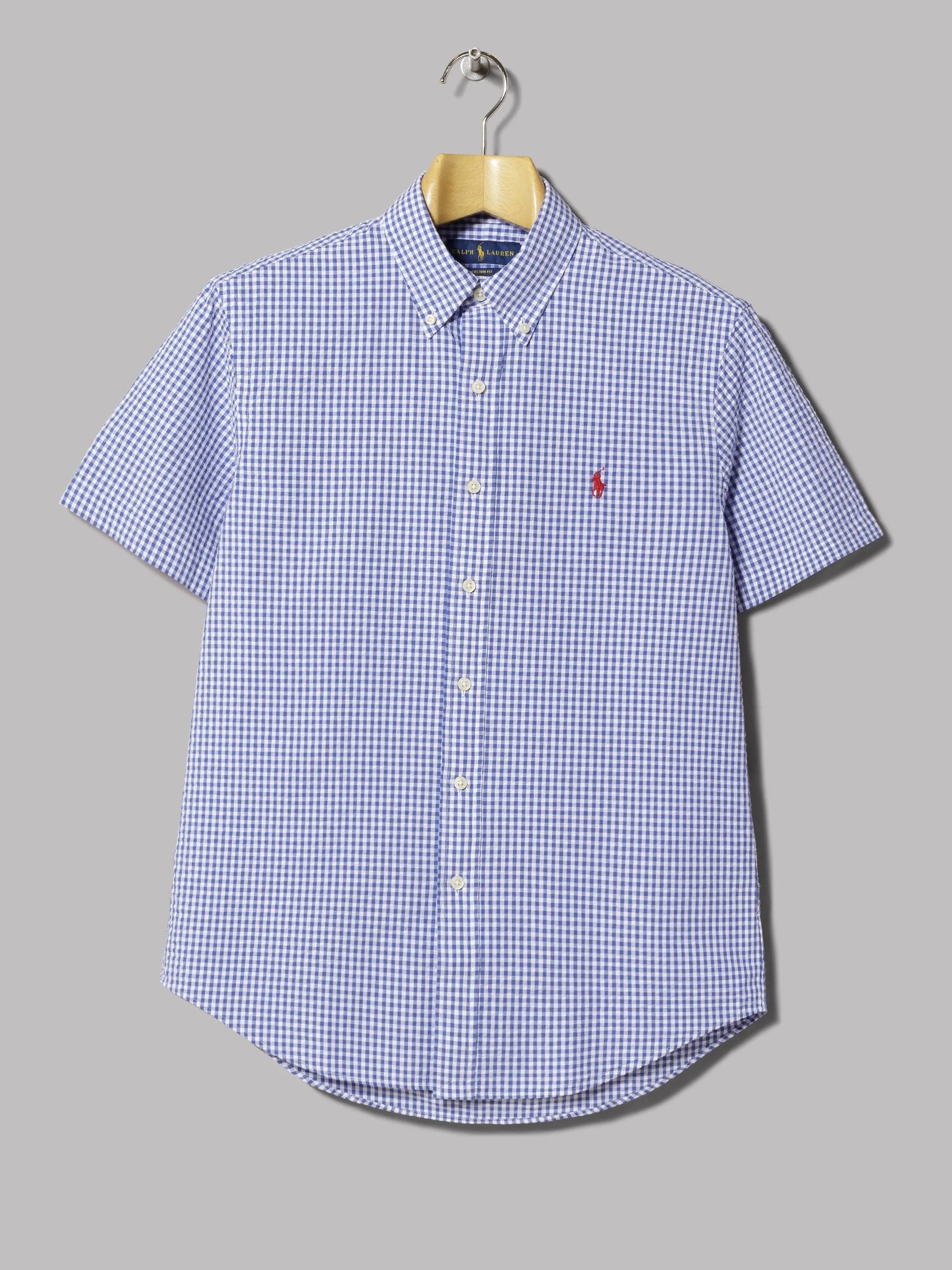 Polo Ralph Lauren Short Sleeved Seersucker Shirt (Navy / White)