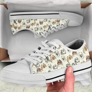 Pomeranian Low Top Shoes - Low Top Sneaker, Dog Printed Shoes, Canvas Shoes For Men, Women