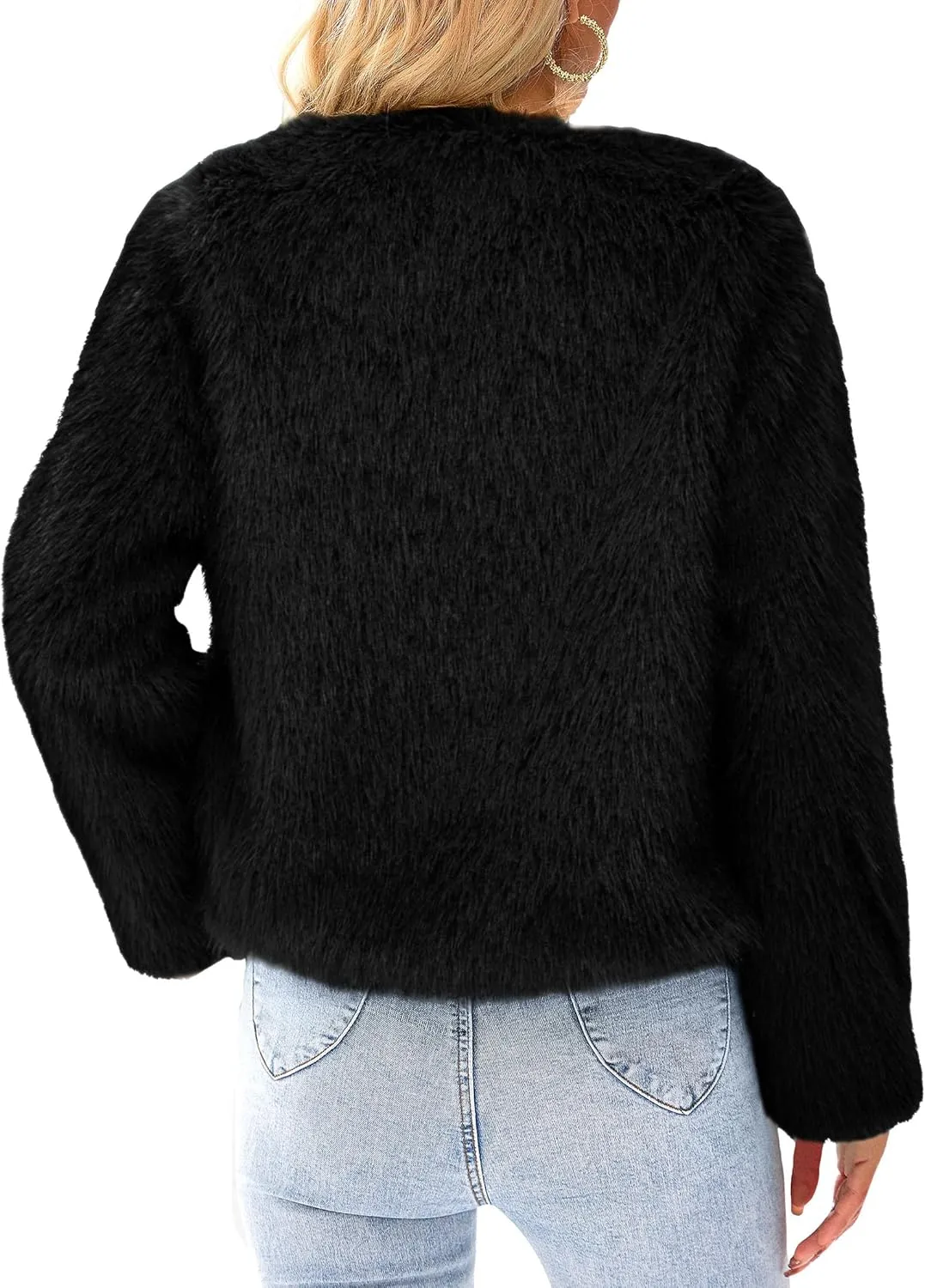 PRETTYGARDEN Women's 2025 Winter Coats Fleece Cropped Jacket Faux Fur Long Sleeve Pockets Shaggy Warm Outerwear Fall Clothes
