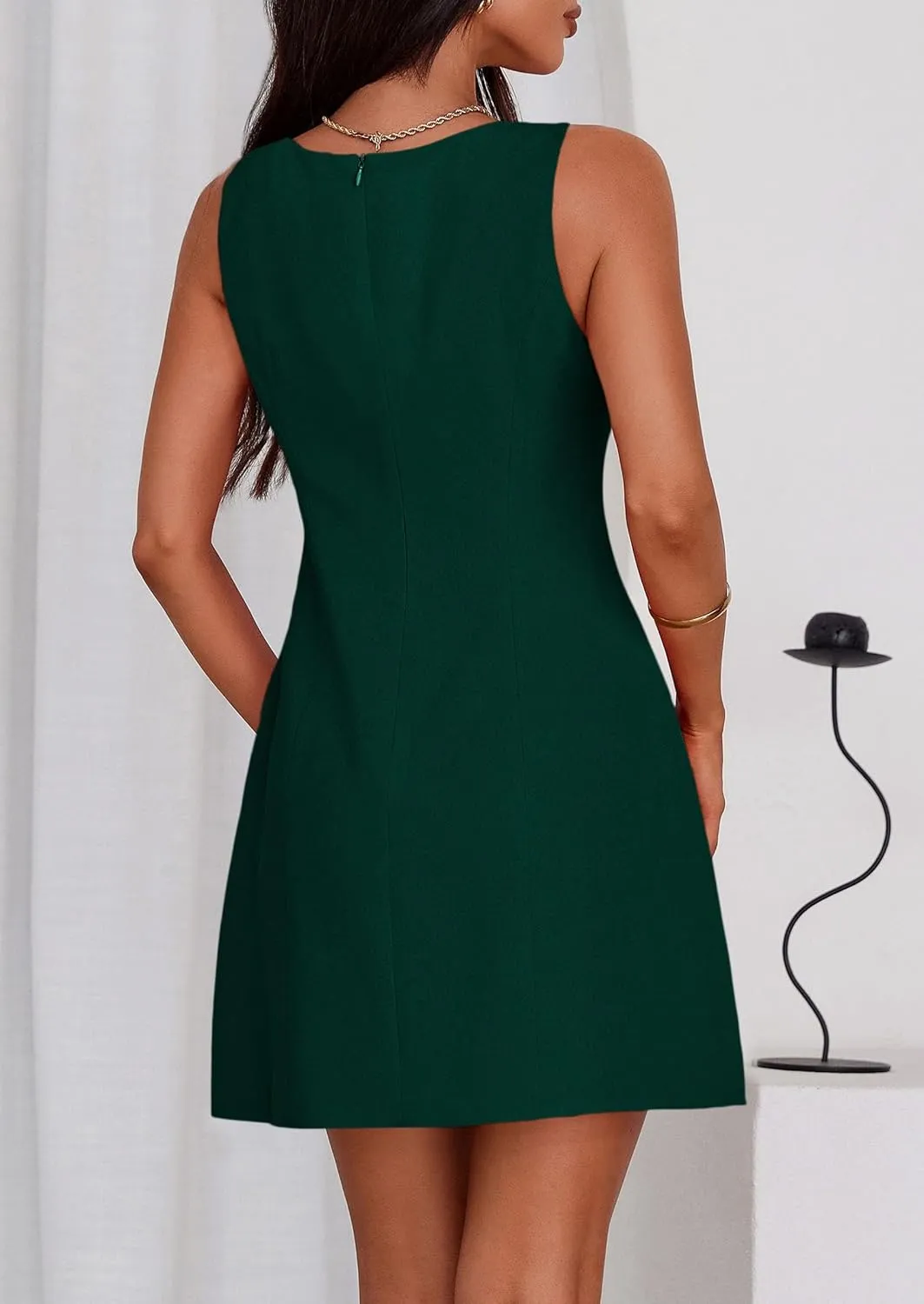 PRETTYGARDEN Womens Formal Short Dresses 2025 Summer Sleeveless Boat Neck A Line Elegant Mini Cocktail Party Dress