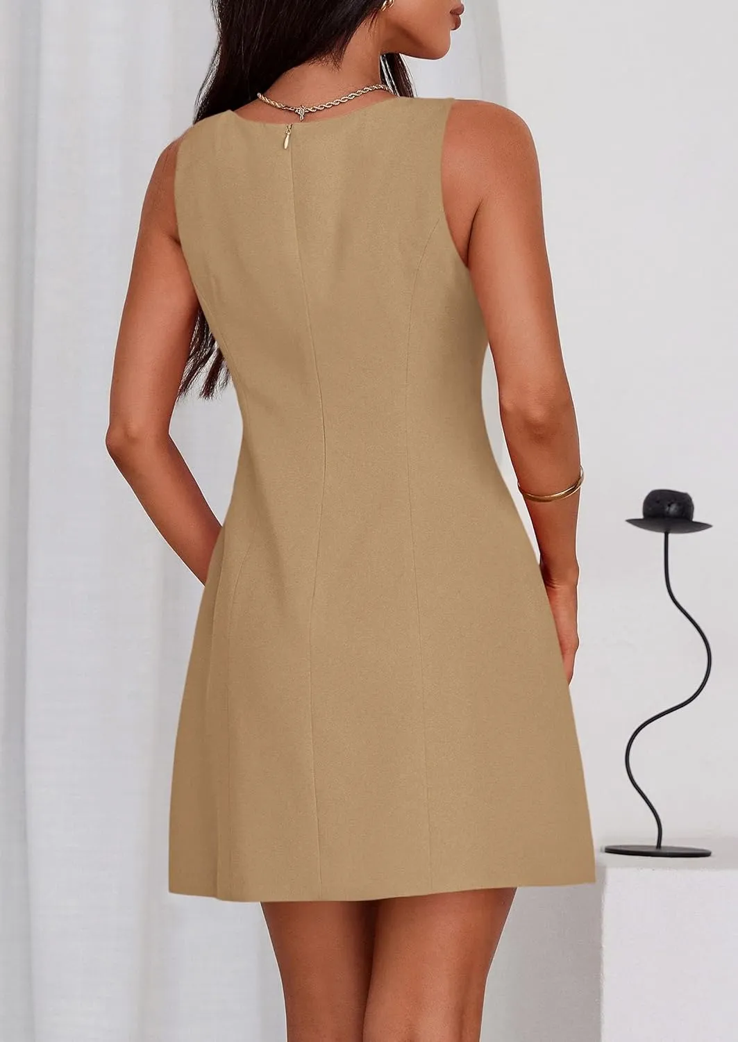 PRETTYGARDEN Womens Formal Short Dresses 2025 Summer Sleeveless Boat Neck A Line Elegant Mini Cocktail Party Dress