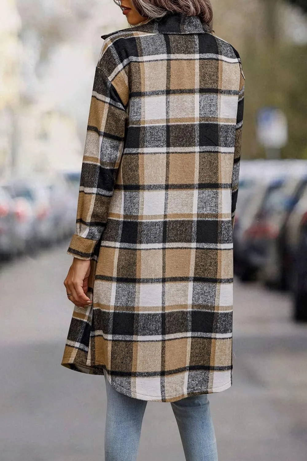 PRETTYGARDEN Women's Plaid Shacket 2025 Long Sleeve Button Up Flannel Shirt Winter Tartan Jacket Woolen Coats
