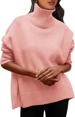 PRETTYGARDEN Women's Turtleneck Oversized Sweater Long Sleeve Chunky Knit Pullover Casual Winter Jumper Tops