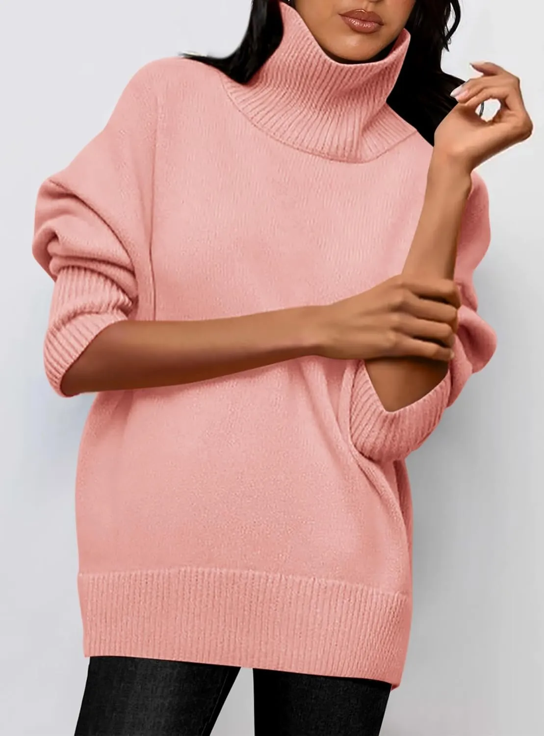 PRETTYGARDEN Women's Turtleneck Oversized Sweater Long Sleeve Chunky Knit Pullover Casual Winter Jumper Tops