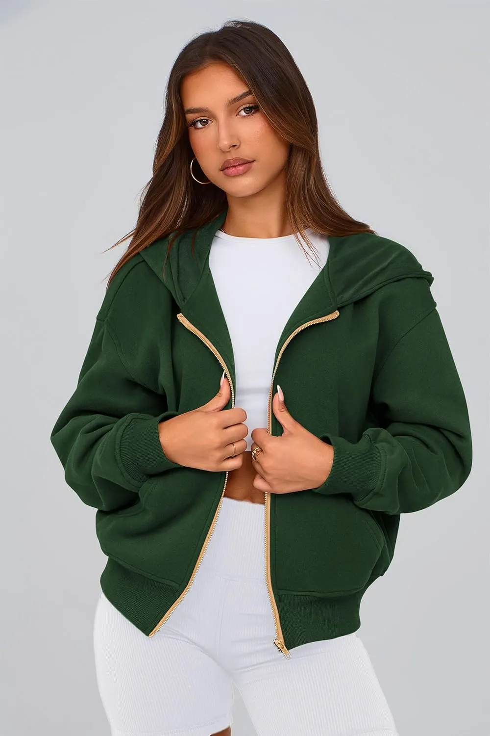 PRETTYGARDEN Women's Zip Up Hoodie Sweatshirt Y2K Fall Fashion Clothes Long Sleeve Loose Fit Pockets Casual Trendy Jacket