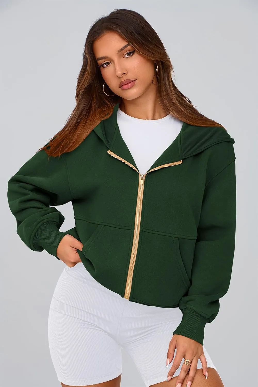 PRETTYGARDEN Women's Zip Up Hoodie Sweatshirt Y2K Fall Fashion Clothes Long Sleeve Loose Fit Pockets Casual Trendy Jacket