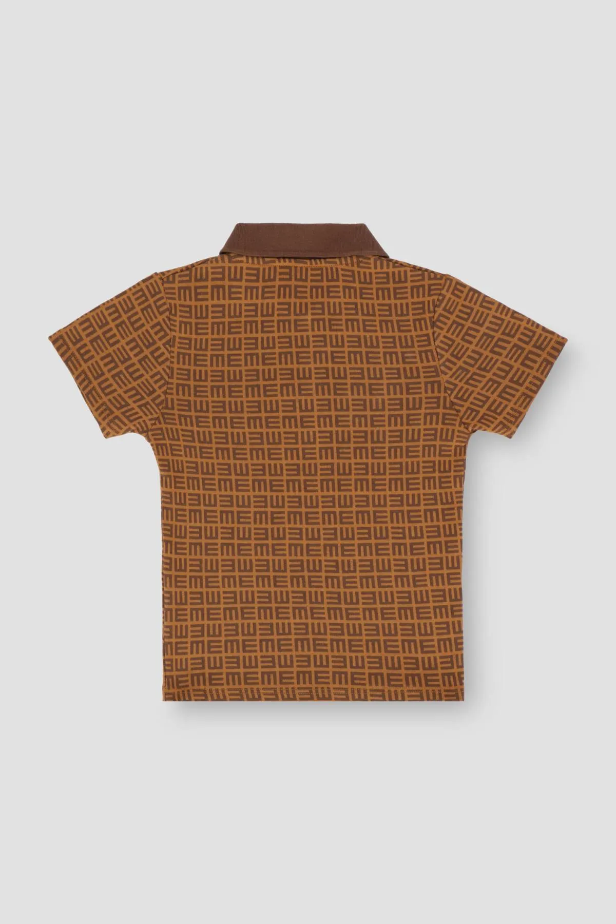 Printed Polo T-Shirt For Men - Coffee Brown