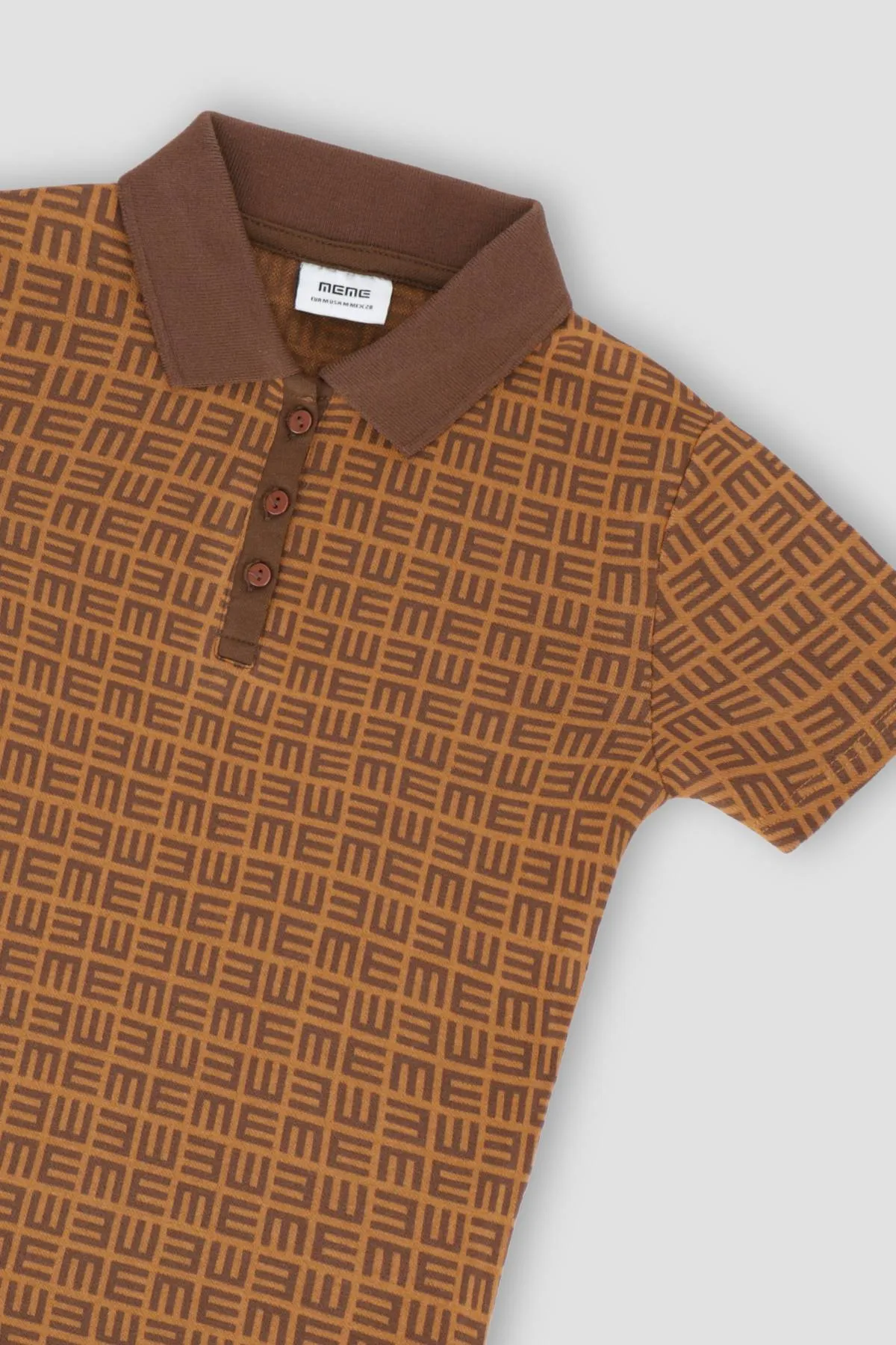 Printed Polo T-Shirt For Men - Coffee Brown