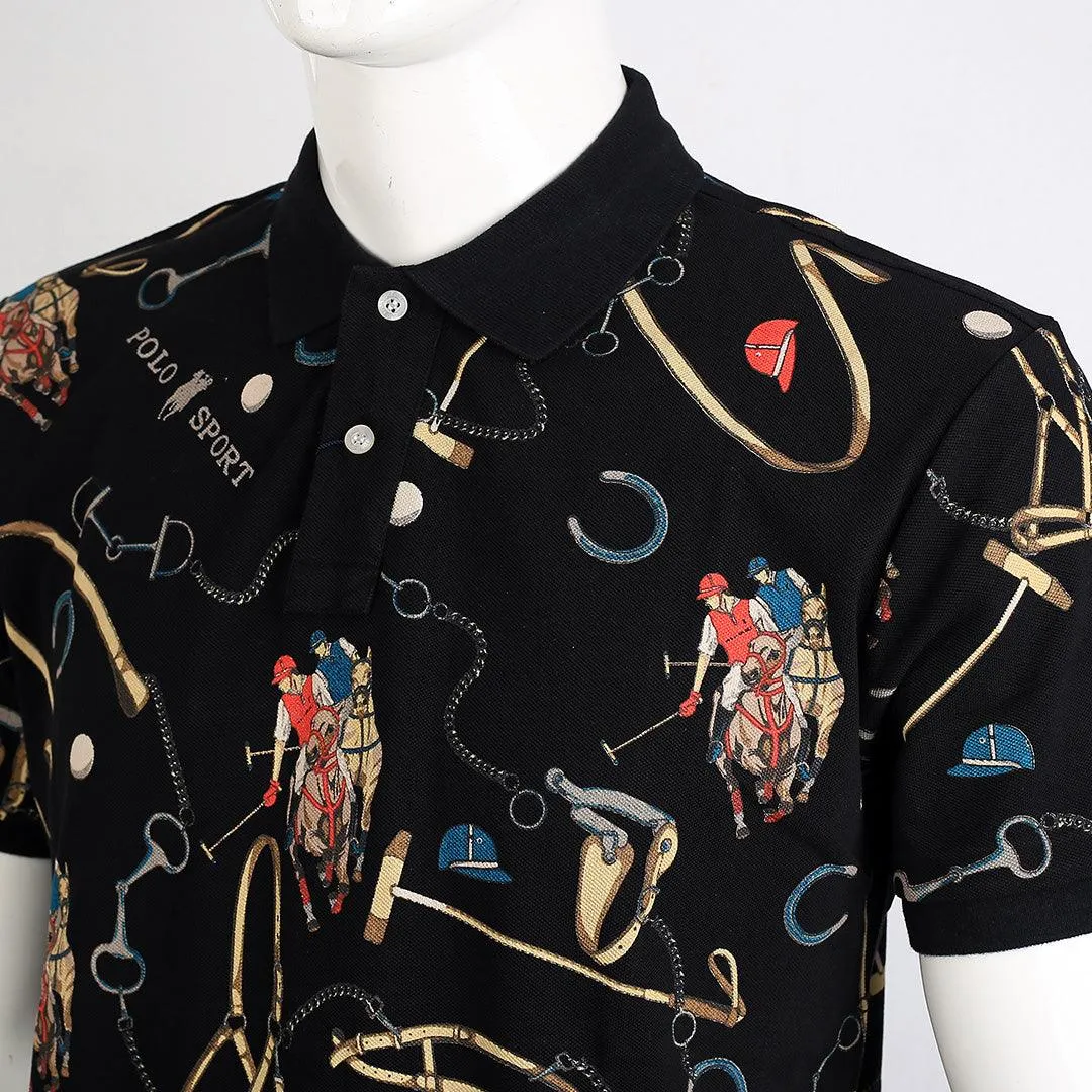 PRL Exquisite Black Cotton Full designed  Polo Shirt