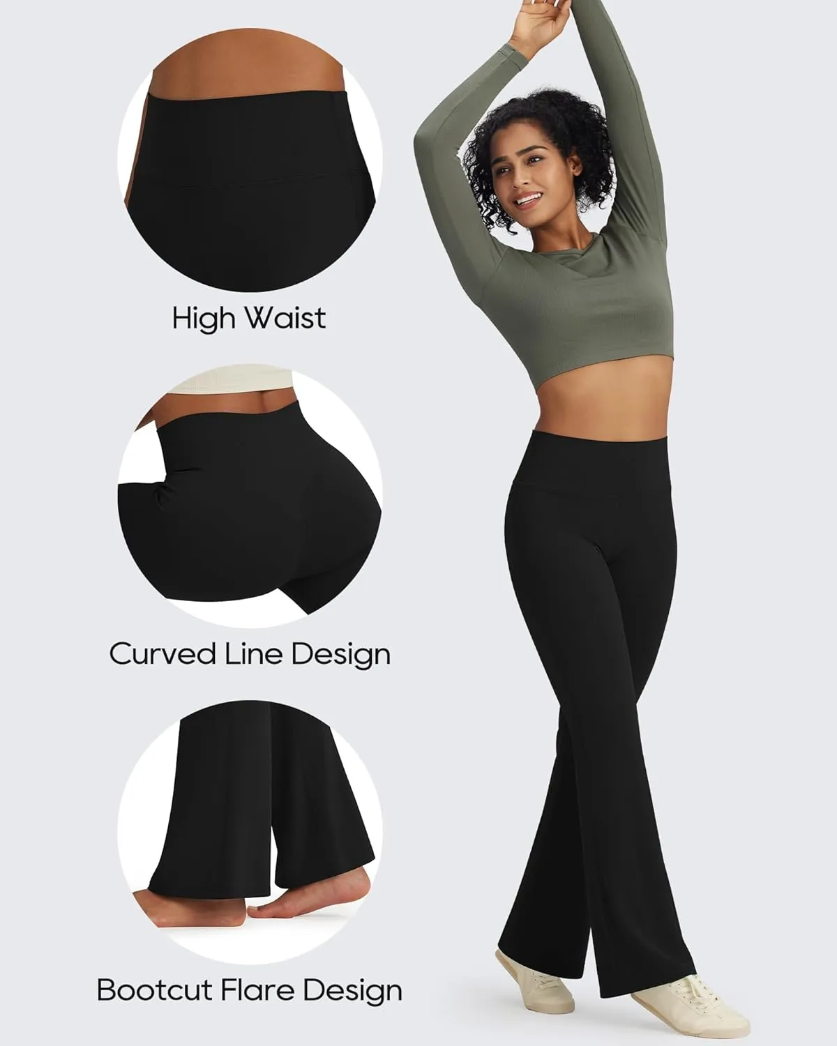 Promover Bootcut Yoga Pants for Women High Waist Dress Pants Flare Leggings 29" 31" 33" Workout Pant for Casual Work