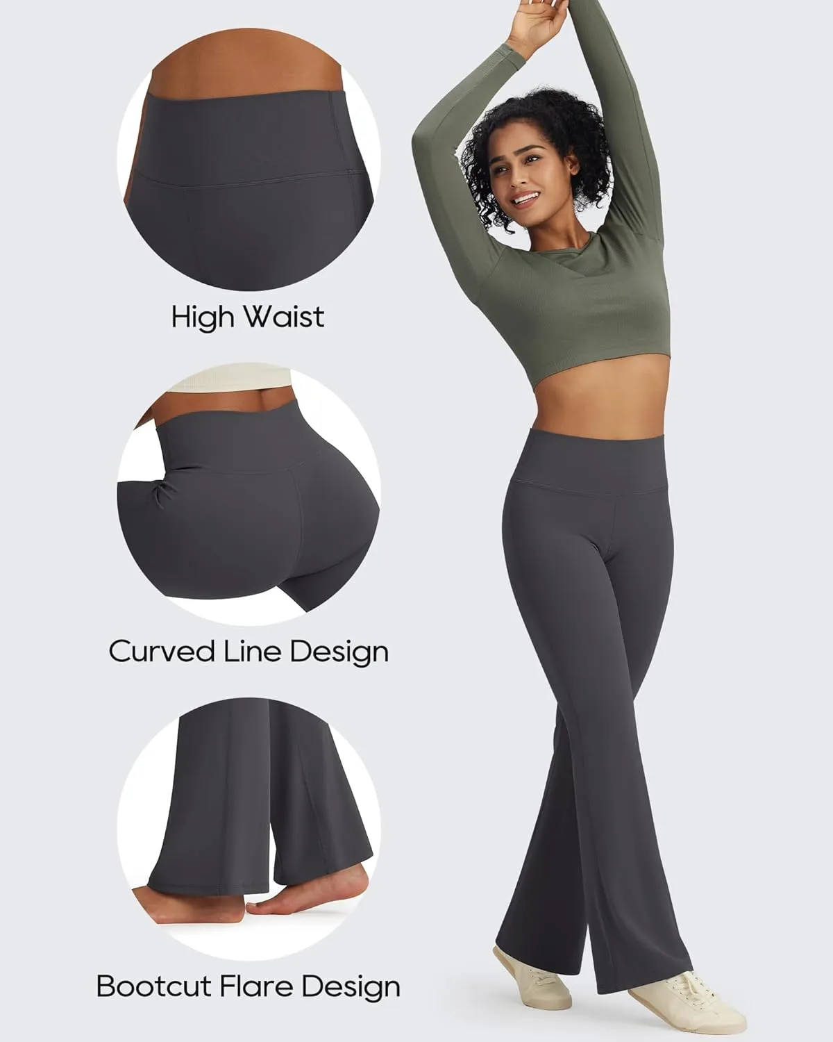 Promover Bootcut Yoga Pants for Women High Waist Dress Pants Flare Leggings 29" 31" 33" Workout Pant for Casual Work