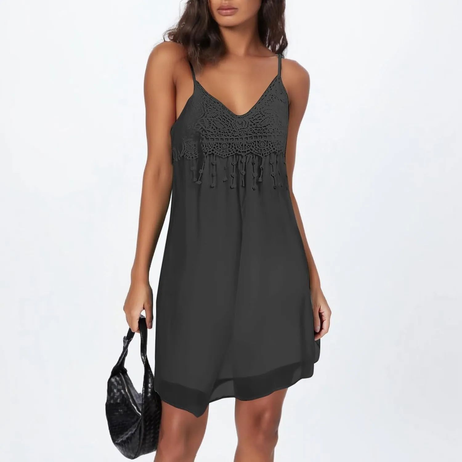 PTOLOCIF Casual Dresses for Women Mini Hawaiian Dress Sleeveless Tank Dresses A-Line V Neck Flowy Mini Dress Summer Sundress