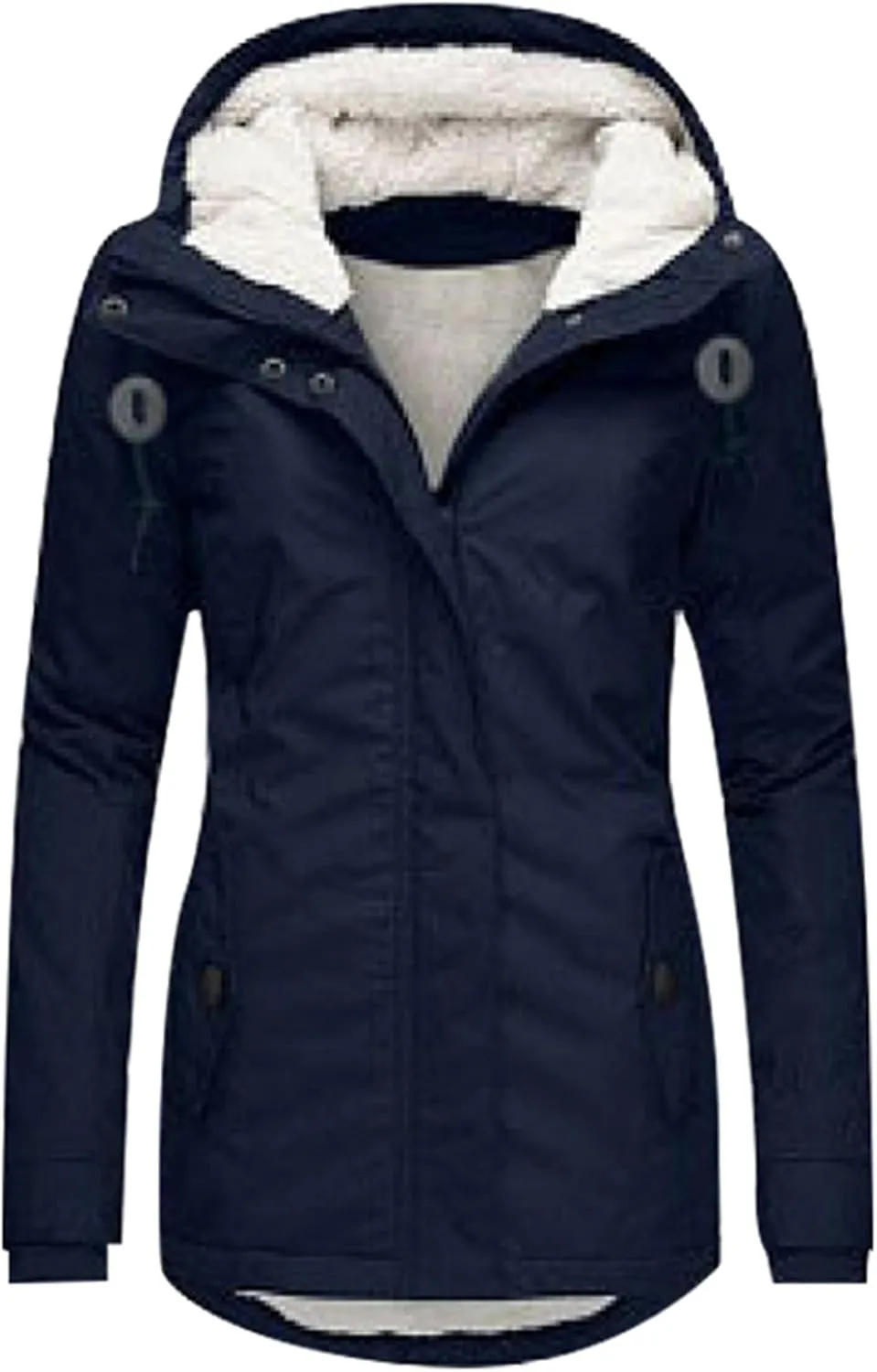 Puffer Jackets Womens Warm Hooded Jacket Thick Cotton Padded Loose Fleece Outerwear Oversized Hooded Winter Coats