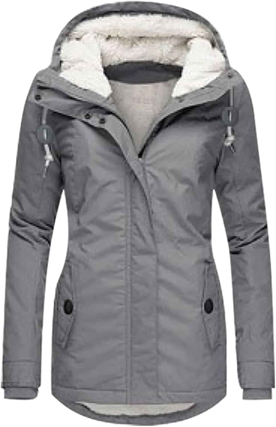 Puffer Jackets Womens Warm Hooded Jacket Thick Cotton Padded Loose Fleece Outerwear Oversized Hooded Winter Coats