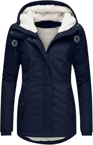 Puffer Jackets Womens Warm Hooded Jacket Thick Cotton Padded Loose Fleece Outerwear Oversized Hooded Winter Coats