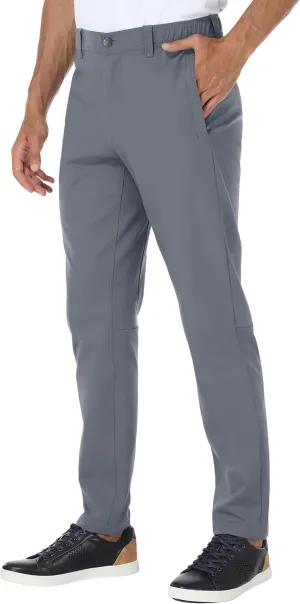 PULI Golf Pants Men Stretch Slim Fit Dress Casual Work Hiking Tapered Waterproof Pants with Pockets