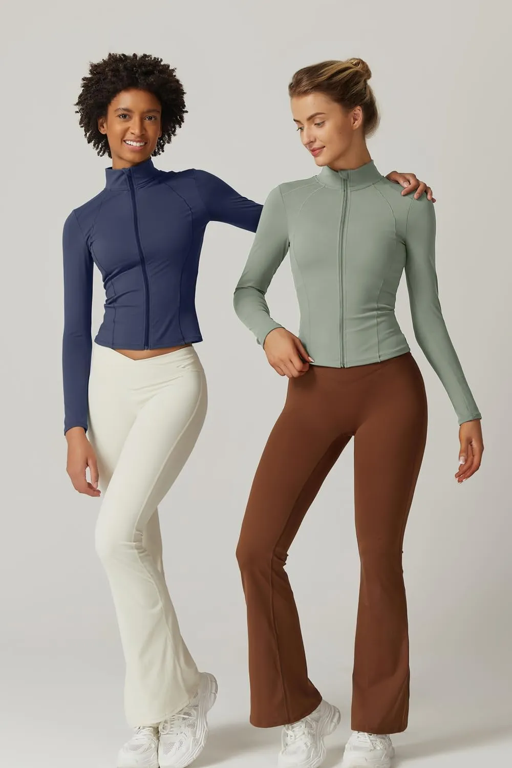 QINSEN Women's Full Zip Athletic Jacket Long Sleeve Double Lined Cropped Active Yoga Tops