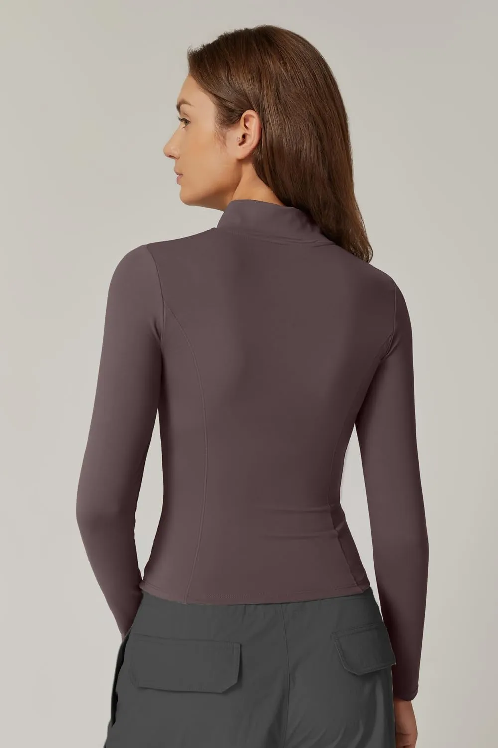 QINSEN Women's Full Zip Athletic Jacket Long Sleeve Double Lined Cropped Active Yoga Tops