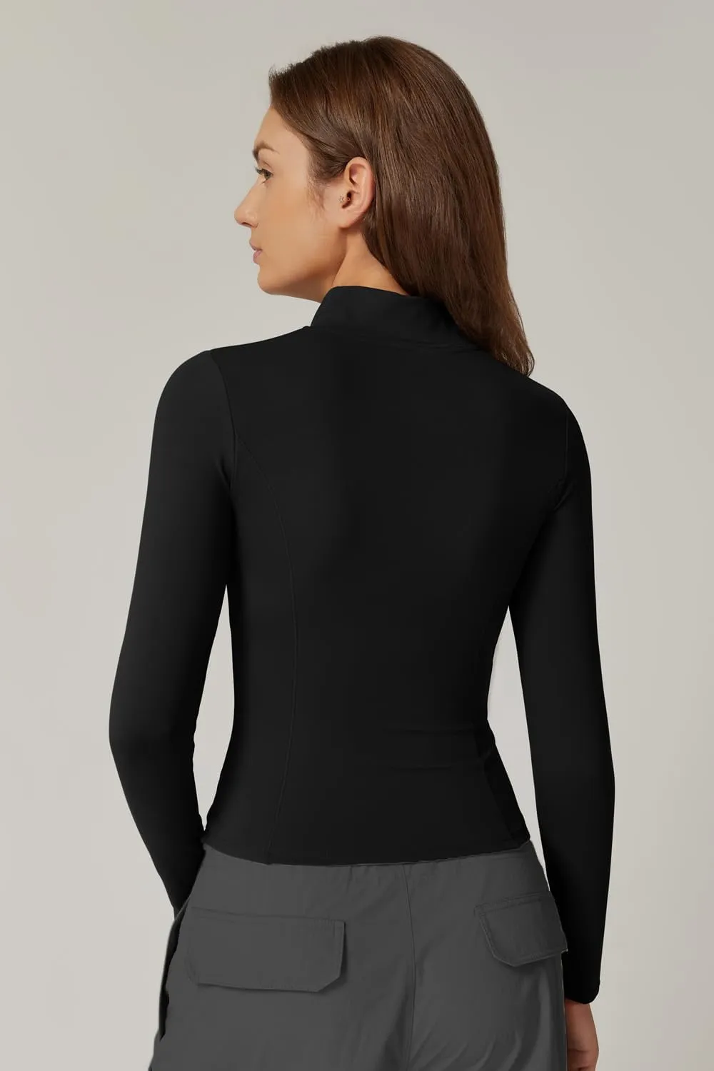 QINSEN Women's Full Zip Athletic Jacket Long Sleeve Double Lined Cropped Active Yoga Tops