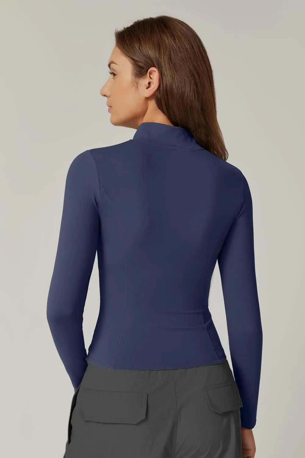 QINSEN Women's Full Zip Athletic Jacket Long Sleeve Double Lined Cropped Active Yoga Tops