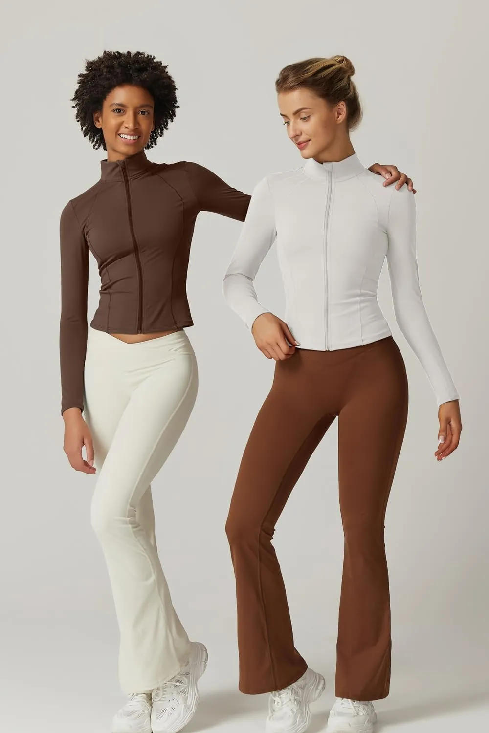 QINSEN Women's Full Zip Athletic Jacket Long Sleeve Double Lined Cropped Active Yoga Tops