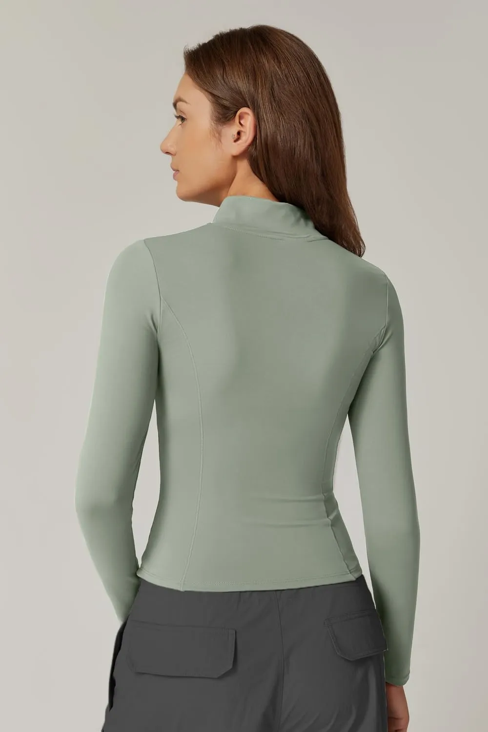 QINSEN Women's Full Zip Athletic Jacket Long Sleeve Double Lined Cropped Active Yoga Tops