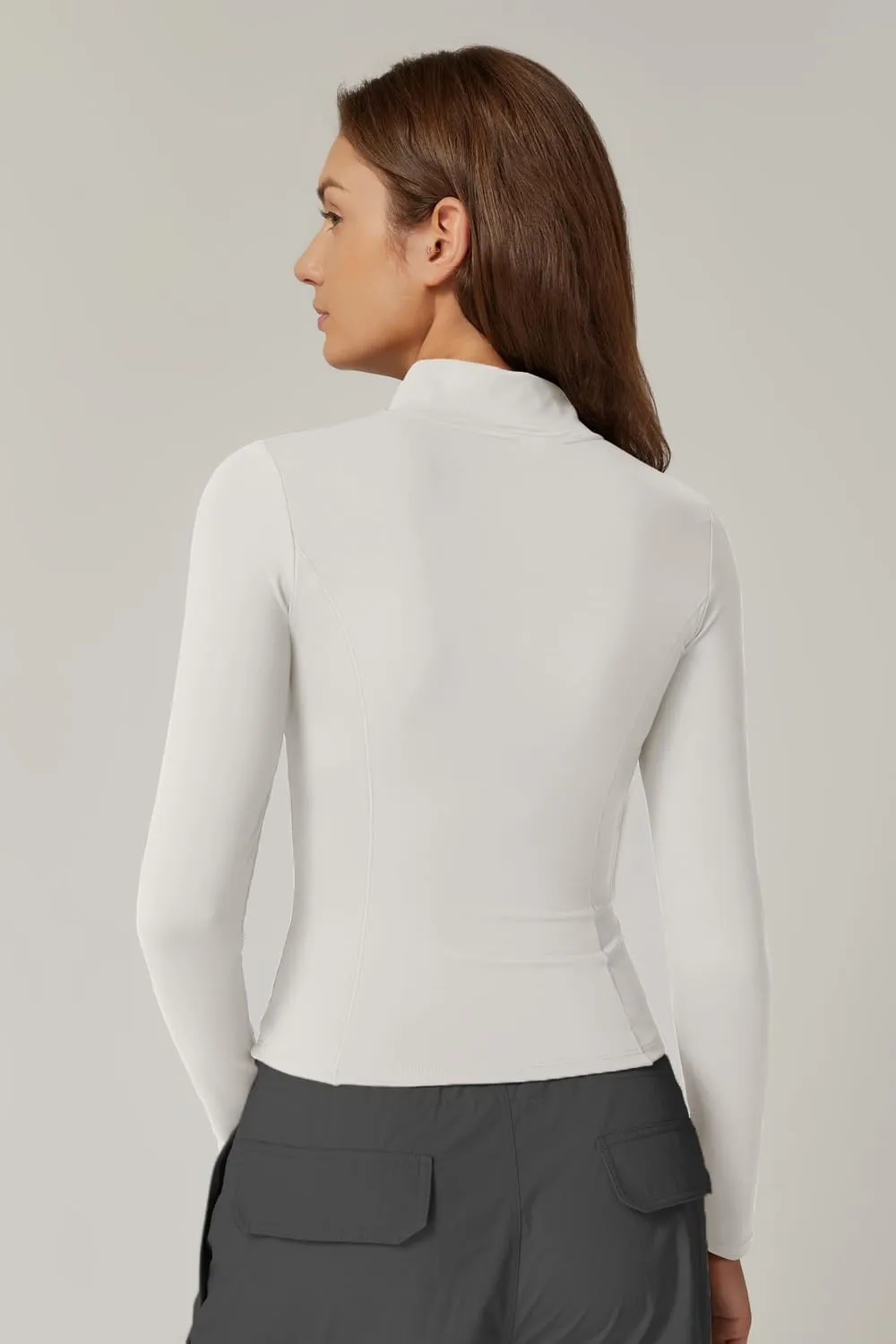 QINSEN Women's Full Zip Athletic Jacket Long Sleeve Double Lined Cropped Active Yoga Tops
